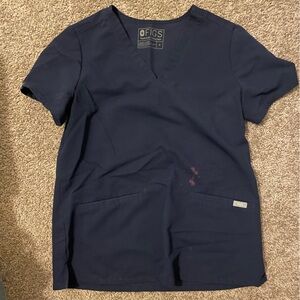 Navy Casma Three-Pocket Scrub Top